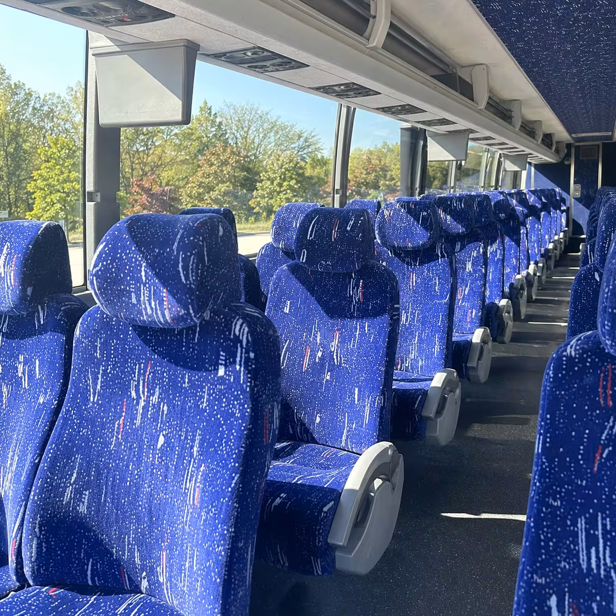 irving charter bus rental interior