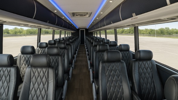 irving 56 passenger charter bus inside