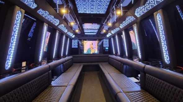 party bus rental interior irving